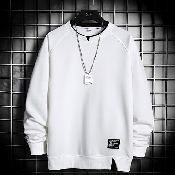 LEEy-world Mens Hoodies Zip Up Mens Hoodies Pullover Cotton Golf Long Sleeve Sweatshirt, Men's Fashion Hoodies White,L