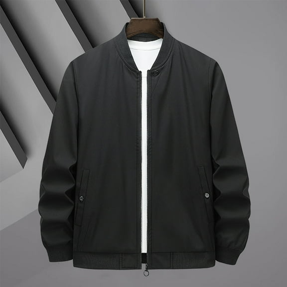 LEEy-world Mens Jacket Men's Bomber Jacket Quilted Full Zip Winter Flight Work Padded Outerwear Black,4XL