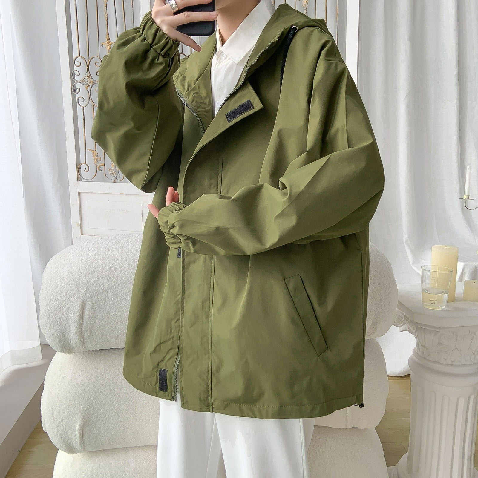 Army green windbreaker jacket sale