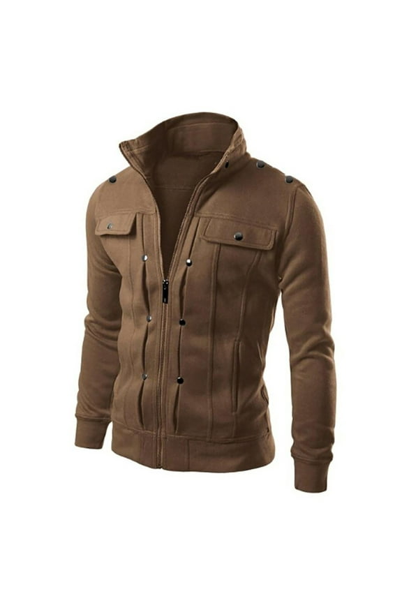 Mens Jacket Mens Quilted Lined Jacket,Plaid Cozy Warm Flannel Jacket Hooded Coat Winter Zip Up Coats Outwear Coffee,3XL