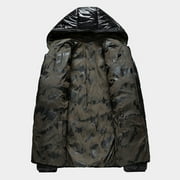 LEEy-world Mens Jackets Casual Men's Winter Cargo Work Jacket Lined Thicken Jacket with Removable Hood Black,XXL