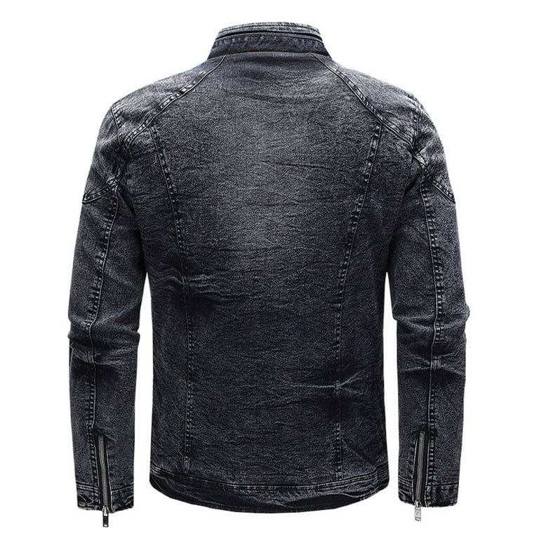 LEEy-world Mens Leather Jacket Men's Cotton Jackets Cargo Bomber Working  Jackets with Multi Pockets Warm Coats Black,XXL