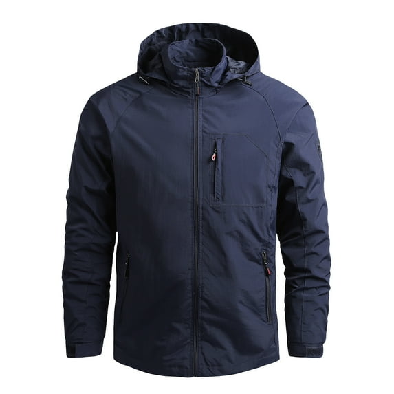 LEEy-world Mens Leather Jacket Men's Vegan Jacket Parka Insulated Thicken Hooded Heavy Duty Overcoat Dark Blue,L