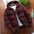 thumbnail image 1 of LEEy-world Mens Winter Coats Men Autumn And Winter Solid Zipper Hooded Loose Outdoor Cotton Coat Top Blouse Jacket Men Hooded Jacket Fall (, XXL), 1 of 2
