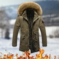 thumbnail image 1 of LEEy-world Mens Winter Coats Men's Long Sleeve Sherpa Lined Shirt Jacket Flannel Plaid Coats Army Green,L, 1 of 3