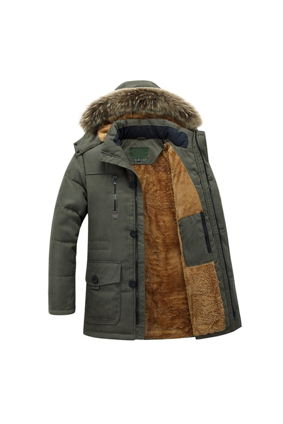 Mens Winter Coats With Hood Casual Washed Cotton Hooded Jacket Lightweight Zip up Fall Jackets Army Green,XL