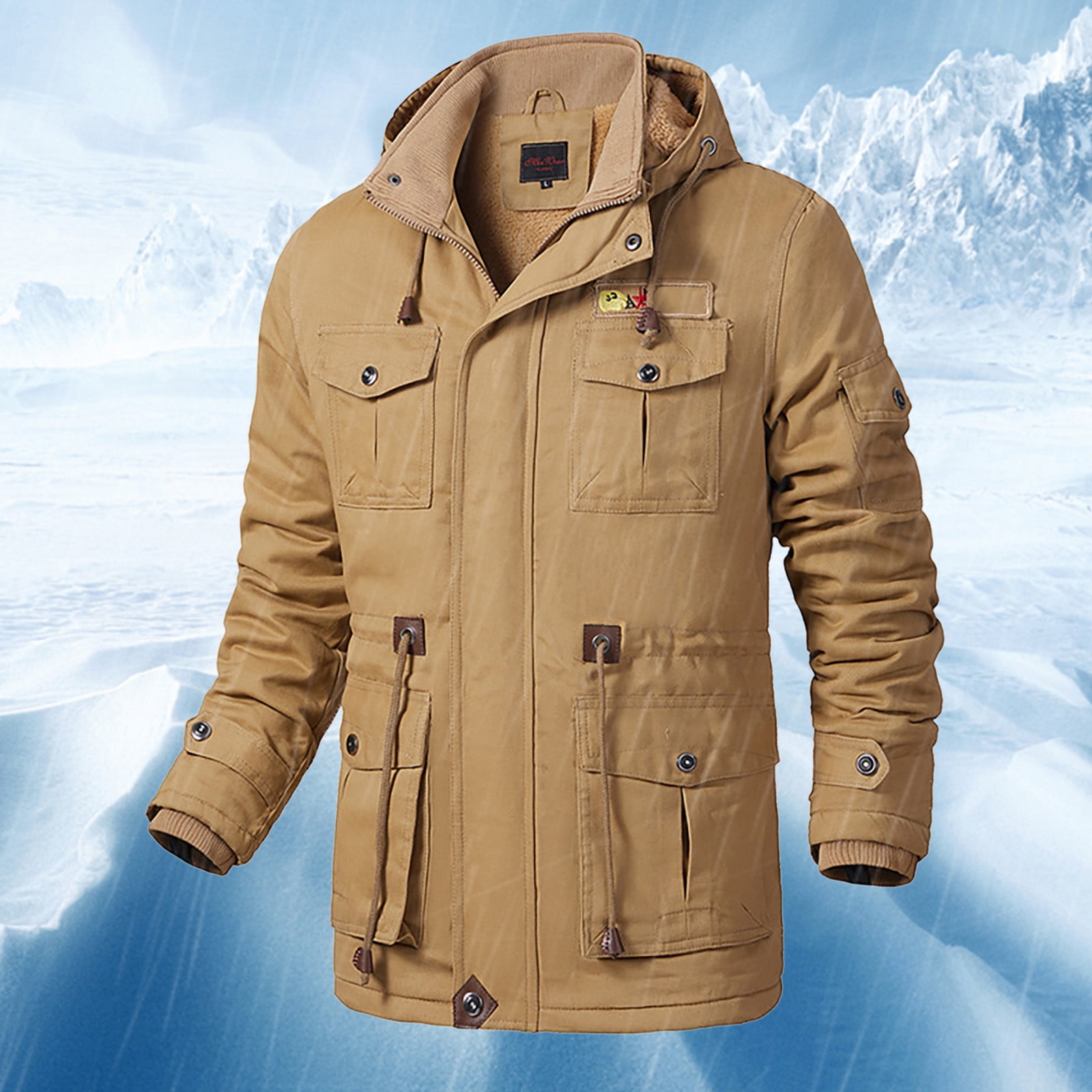 LEEyworld Mens Winter Coats With Hood Men Flannel Jacket Quilted Shirt