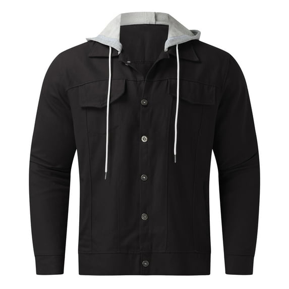 LEEy-world Mens Winter Coats With Hood Men's Hooded Jacket, Quilted Coat, Sherpa Lined Black,M