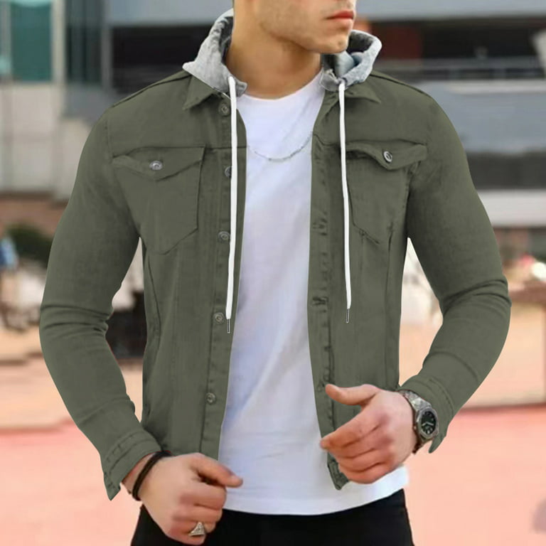 LEEy-world Mens Jacket With Hood Men's Tactical Jacket Stand