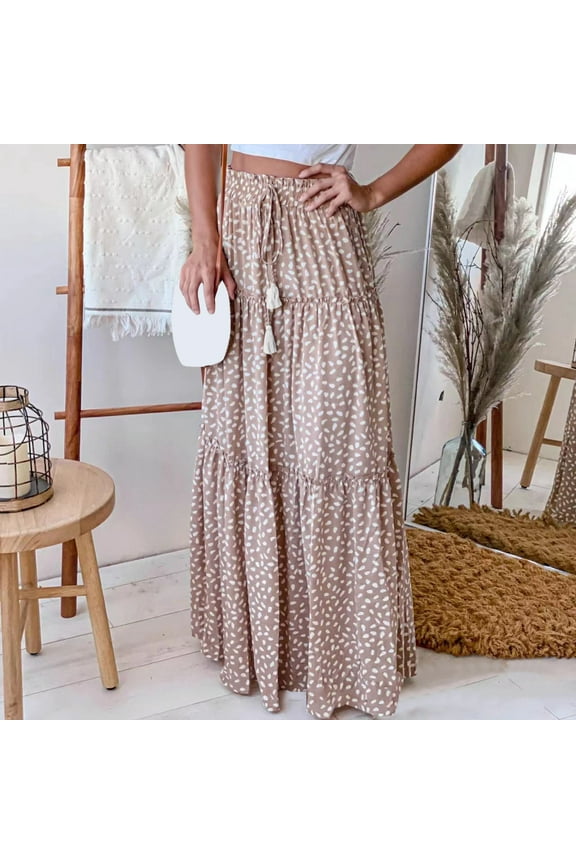 Pleated Skirts For Women Women's Pull on Pleated Everyday Midi Skirt Coffee,L