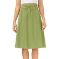 thumbnail image 1 of LEEy-world Skirts For Women Women's Fit and Flare Elastic Waistband Front Slit Button Midi Skirt Green,XXL, 1 of 5