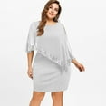 thumbnail image 1 of LEEy-world Summer Dress Women's Plus Size Casual Print Off The Shoulder High Low Ruffle Hem Dress Grey,XL, 1 of 5