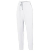 LEEy-world Sweatpants for Men Men's Soild Pant Hiking Trousers Windproof Work Trousers Warm Lined Pant Pockets Outdoor Fitness Softshell Trousers White,L