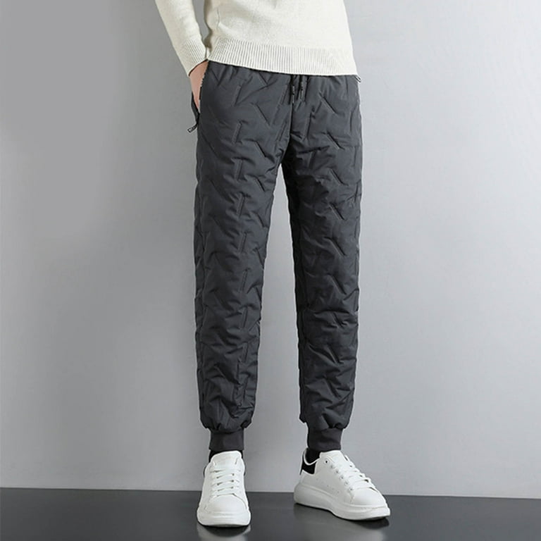 LEEy-world Sweatpants for Men Mens Spring Autumn And Winter Fashion Simple  Solid Color Elastic Slim Thick Autumn Pants Leggings Warm Pants Velvet Dark  Gray,XXL 
