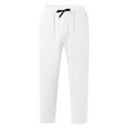 thumbnail image 1 of LEEy-world Sweatpants for Men Mens Spring Autumn And Winter Fashion Simple Solid Color Elastic Slim Thick Autumn Pants Leggings Warm Pants Velvet White,3XL, 1 of 4