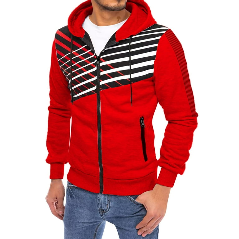 Color block zipper top striped hoodie jacket