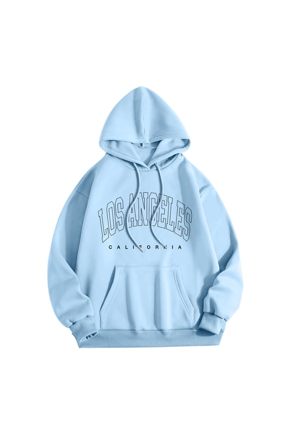 Sweatshirt Mens Hooded Sweatshirt Long Sleeve Pullover Hoodie with Arm Logo, Officially Licensed Light Blue,S
