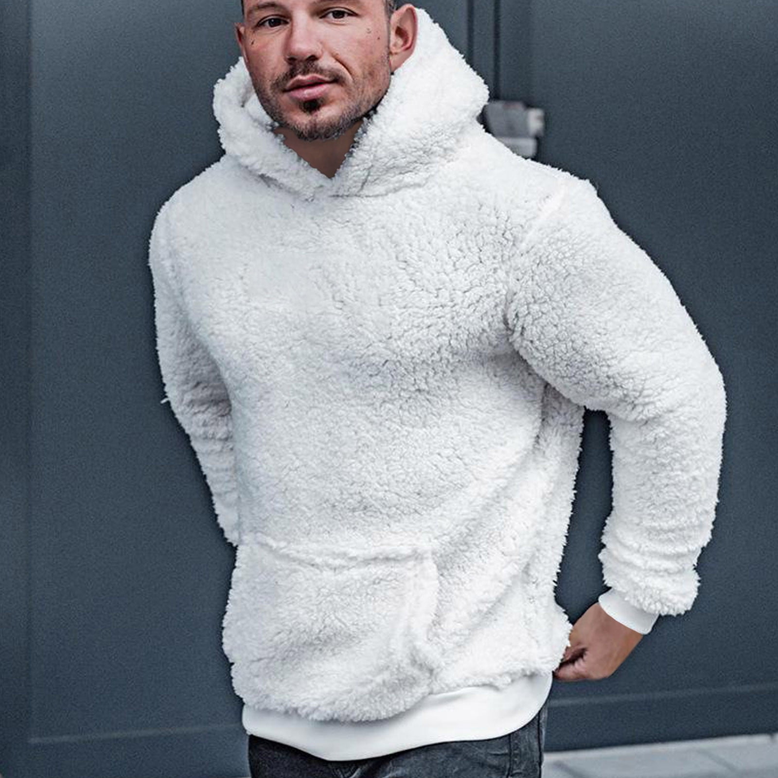 White fur hoodie mens new arrivals