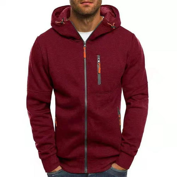 LEEy-world Sweatshirts Men's Winter Thick Zipper Hoodie Sweatshirts Jacket Big Tall Warm Coat Red,M