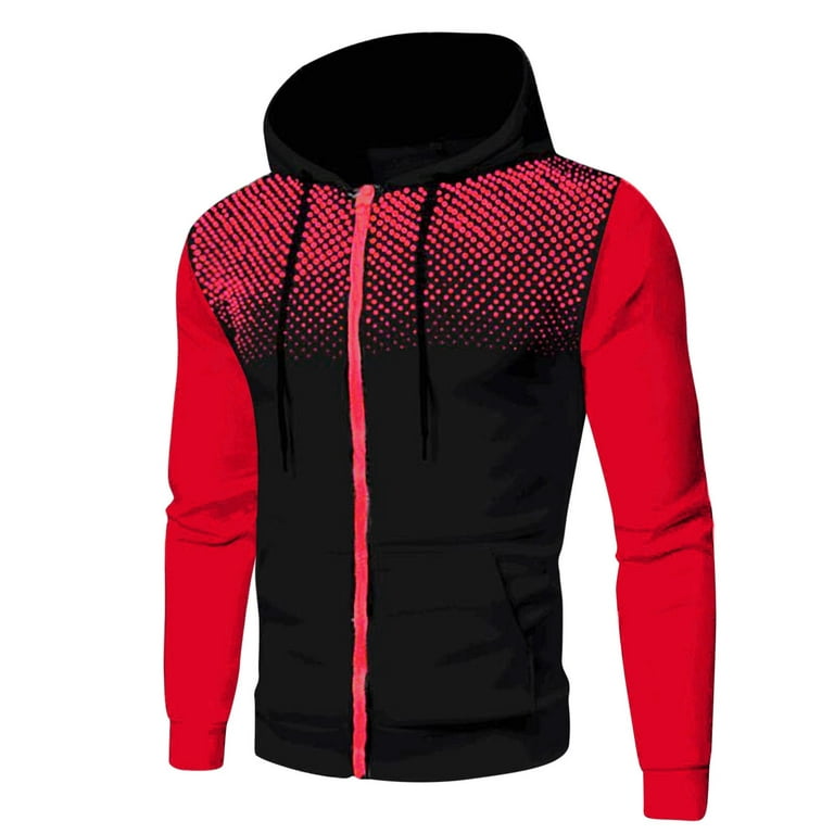 LEEy-world Sweatshirts for Men Men'S Hoodie Jacket 6 Zip-Pockets Warm  Winter Jacket Tactical Jacket Red,XXL