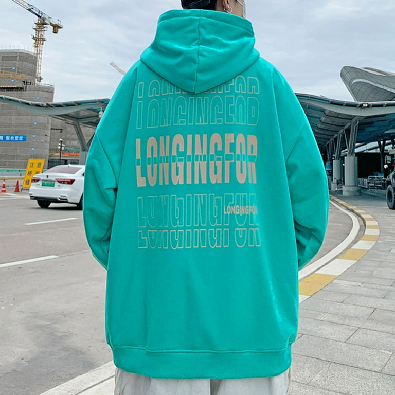 LEEy world Sweatshirts for Men Sweatshirts Hoodies Moisture Wicking Breathable Regular Big Man Sizes Mint Green XL