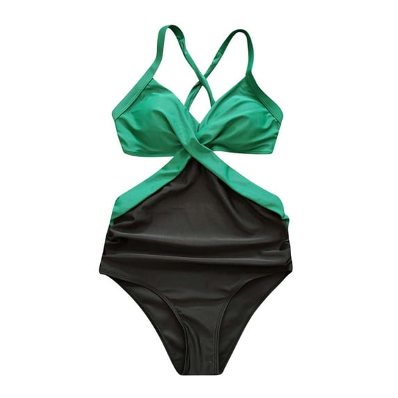 LEEy-world Swimsuit Women Women's Swimwear Mirage High Neckline Underwire Bra Tankini Bathing Suit Top Green,M