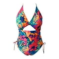 thumbnail image 1 of LEEy-world Thong Bikini Swimsuit Women One Piece Swimsuit Halter Plunge V Neck Swimwear Hollow Out Bathing Suit Red,XL, 1 of 4