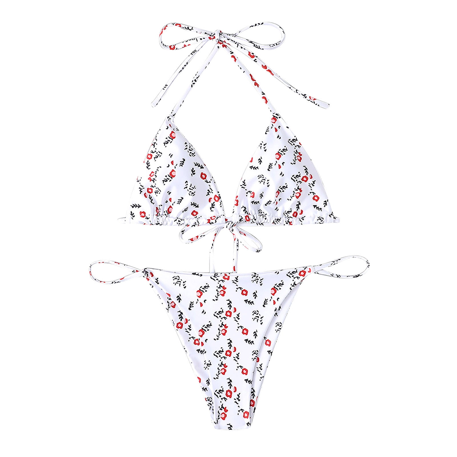 LEEyworld Thong Bikini Swimsuit Women's Plunge Neck Cross Back High