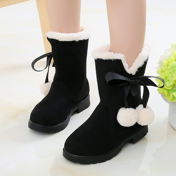 LEEy-world Toddler Shoes Bowkont Boots Cotton Fashion Shoes Boots Snow Kids Princess Baby Girls Baby Shoes Boys Shoes Size 12 Little Kid (Black, 3.5 Big Kids)