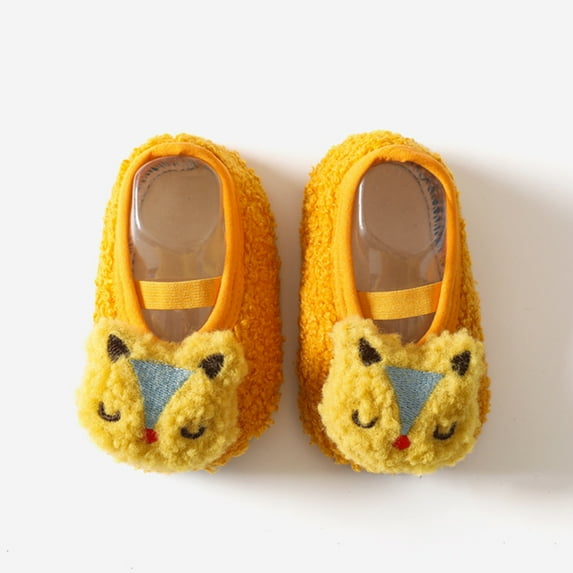 LEEy-world Toddler Shoes Boys and Girls Cartoon Character Pattern Warm Toddler Shoes Indoor Floor Socks Non Slip Fashion Extra Wide Boy Shoes,Yellow