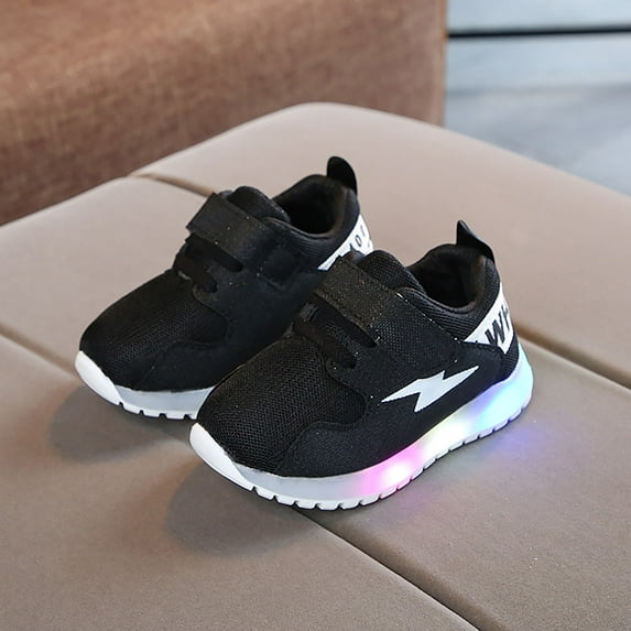 LEEy-world Toddler Shoes Children Kids Girls Boys Light Luminous Shoes Sport Shoes Baby Girl Shoes 6-12 Months (Black, 9.5 Toddler)