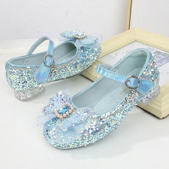 LEEy-world Toddler Shoes Fashion Autumn Toddler and Girls Casual Shoes Thick Sole Round Toe Buckle Dress Shoes Girls Shoes 10 Years Old (Blue, 2 Big Kids)