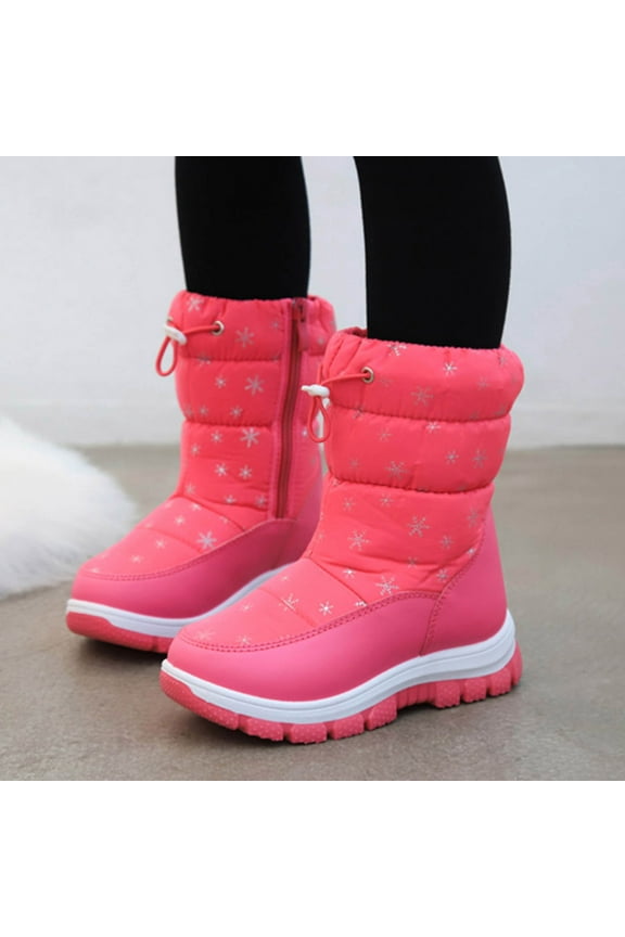 LEEy-world Toddler Shoes Fashion Winter Children Snow Boots for Boys and Girls Thick Soles Non Slip and Upper Mid Calf Toddler Shoes Girls 7 (Hot Pink, 13.5 Little Child)
