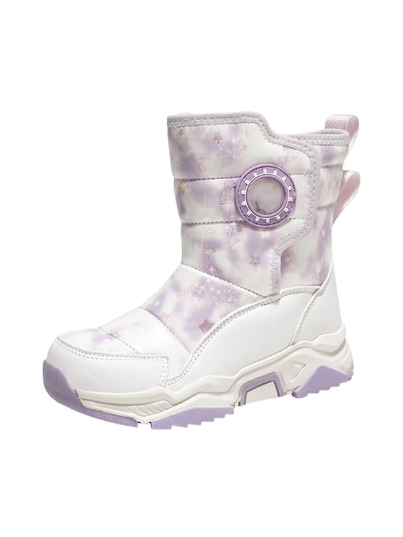 Toddler Shoes Fashion Winter Children Snow Boots for Boys and Girls Thick Soles Non Slip and Upper Mid Calf Toddler Shoes Girls Light Purple,5.5