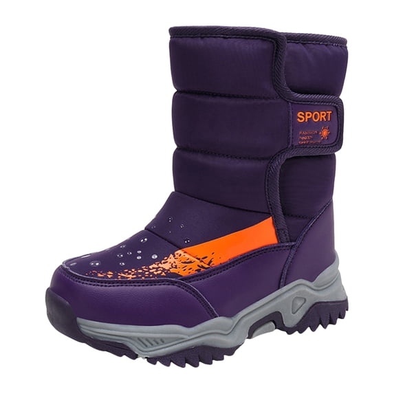LEEy-world Toddler Shoes Fashion Winter Children Snow Boots for Boys and Girls Thick Soles Non Slip and Upper Mid Calf Toddler Shoes Girls Purple,2