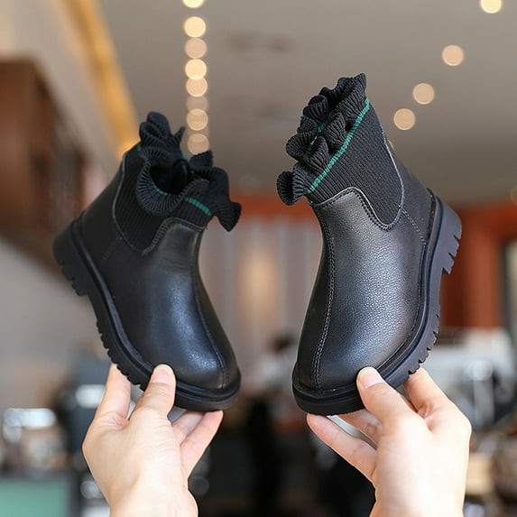 LEEy-world Toddler Shoes Girls Shoes Solid Color Short Boots Shoes Fashion Non Slip Breathable Women Boots Snow and Water Shoes for Kids (Black, 11 Little Child)