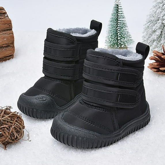 LEEy-world Toddler Shoes Hook Loop Low Cut Boots Cloth Snow Boots Kids Winter Shoes Girls Boys Outdoor Boots Big Kid Winter Boots (Black, 10 Toddler)