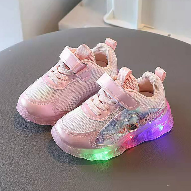 LEEy-world Toddler Shoes Light Up Shoes for Girls Toddler Led Walking Girls  Kids Children Baby Baby Casual Shoes High Top for Girls,Pink