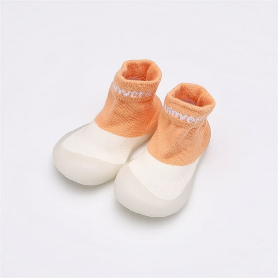 LEEy-world Toddler Shoes Shoes Baby Elastic Non-slip First Toddler Solid Socks Walkers Letter Baby Shoes Size 4 Baby Girl Shoes,Orange