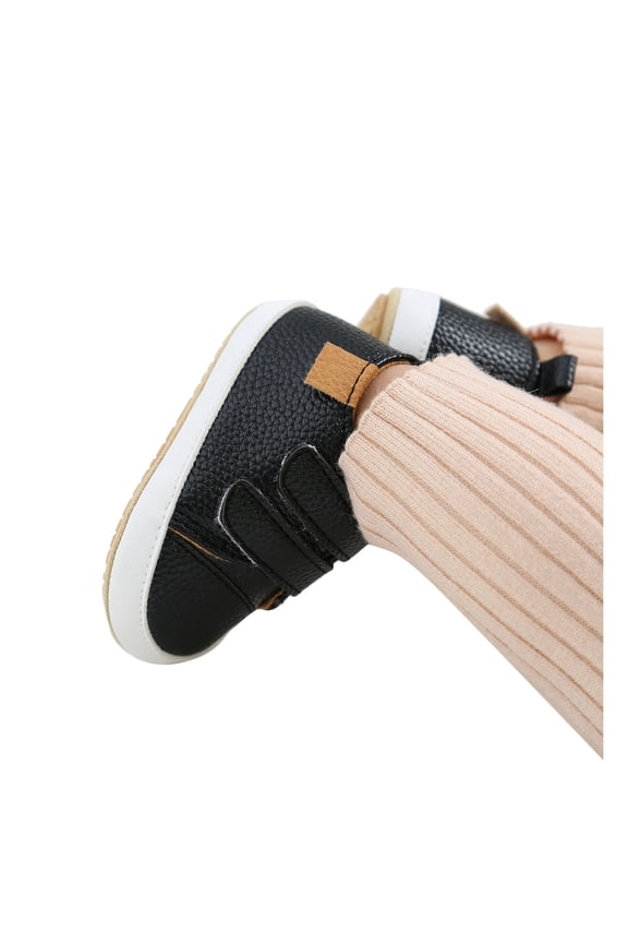 Toddler Shoes Sneaker Soft Shoes Girls Boys Walkers Sole -Slip Leather Rubber Baby Baby Shoes Size 6 Toddler Shoes Girls (Black, 12-18 Months)