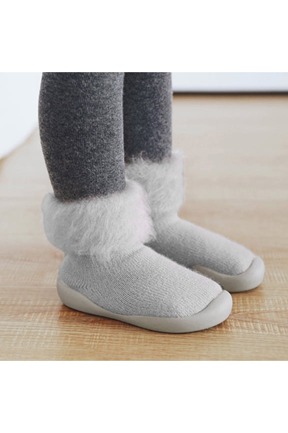 Toddler Shoes Socks Slipper Baby Girls Kids Solid Knit Stocking Soft Warm Shoes Toddler Boys Sole Baby Girl Shoes 12-18 Months Walking,Grey