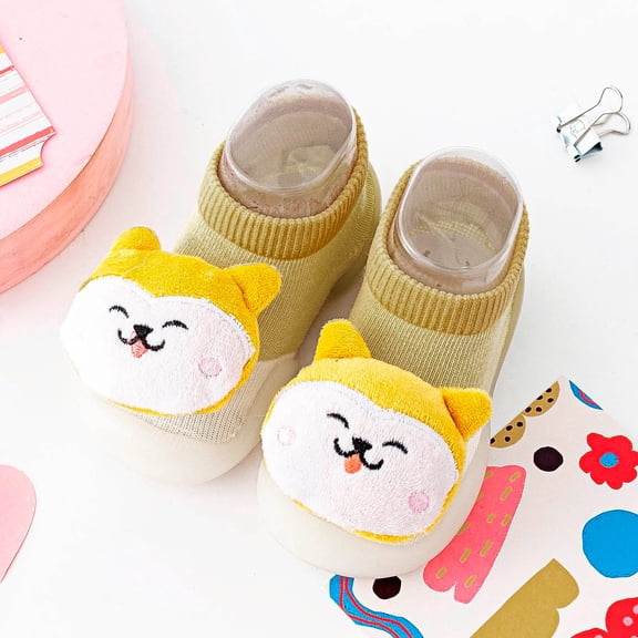 LEEy-world Toddler Shoes Summer and Autumn Comfortable Toddler Shoes Cute Dinosaur Puppy Pattern Children Mesh Girls Slip on Shoes,Yellow