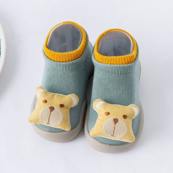 LEEy-world Toddler Shoes Summer and Autumn Comfortable Toddler Shoes Cute Pig Bear Pattern Solid Color Children Mesh Boys Fall Shoes,Green