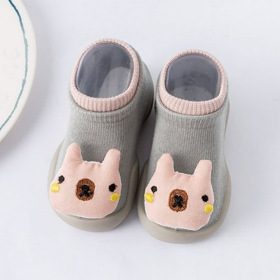 LEEy-world Toddler Shoes Summer and Autumn Comfortable Toddler Shoes Cute Pig Bear Pattern Solid Color Children Mesh Boys Fall Shoes,Grey