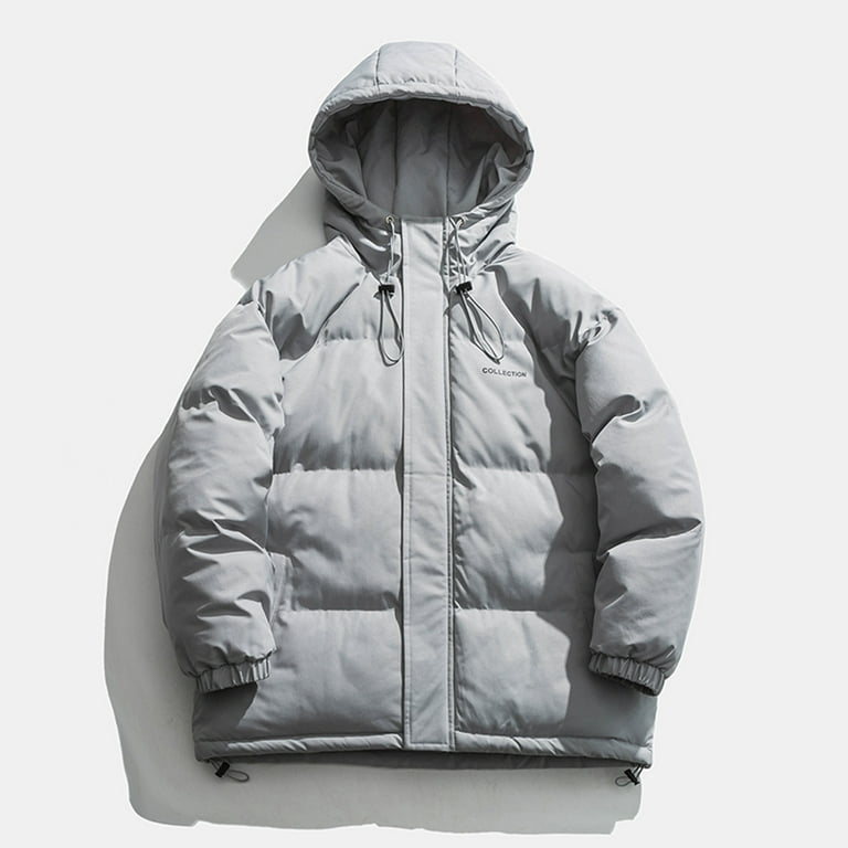 LEEy-world Warm Winter Coats for Men Essentials Men's Packable Lightweight  Water-Resistant Puffer Jacket Grey,S