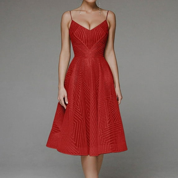 LEEy-world Wedding Guest Dress Women's Dress Sweet & Cute V-Neck Bell Sleeve Shift Dress Mini Dress Red,XXL