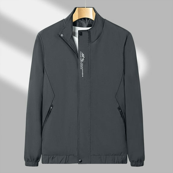 LEEy-world Winter Jackets for Men Men's Jackets Windbreaker Bomber Jackets Pockets Lightweight Spring Fall Varsity Baseball Jacket Dark Gray,XL