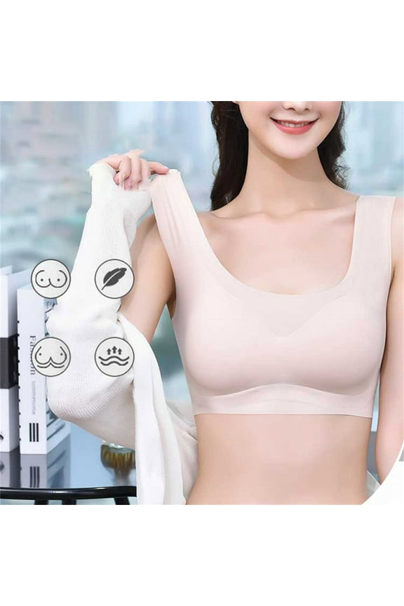 Women'S Lingerie Bra UnderwearNylonSolid Color Wireless YogaWoman Bra Gathers Big cup Lace Jacquar d Underwear for Women,BK1