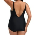 thumbnail image 1 of LEEy-world Womens Swimsuits One Piece Swimsuits Scoop Neck High Cut Bathing Suit Retro Criss Cross Swimwear Black,L, 1 of 5