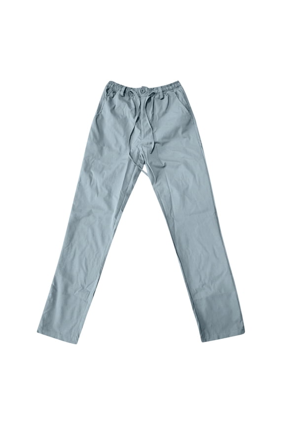 Work Pants for Men Men's Cotton Linen Pants Elastic Waist Drawstring Beach Trousers Casual Jogger Yoga Pants with Pockets Breathable Blue,XXL